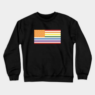 LGBTQ+ PRIDE US FLAG - AMERICAN FLAG IN THE PRIDE RAINBOW FLAG COLOURS Crewneck Sweatshirt